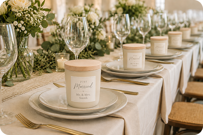 Personalized wedding favor candles